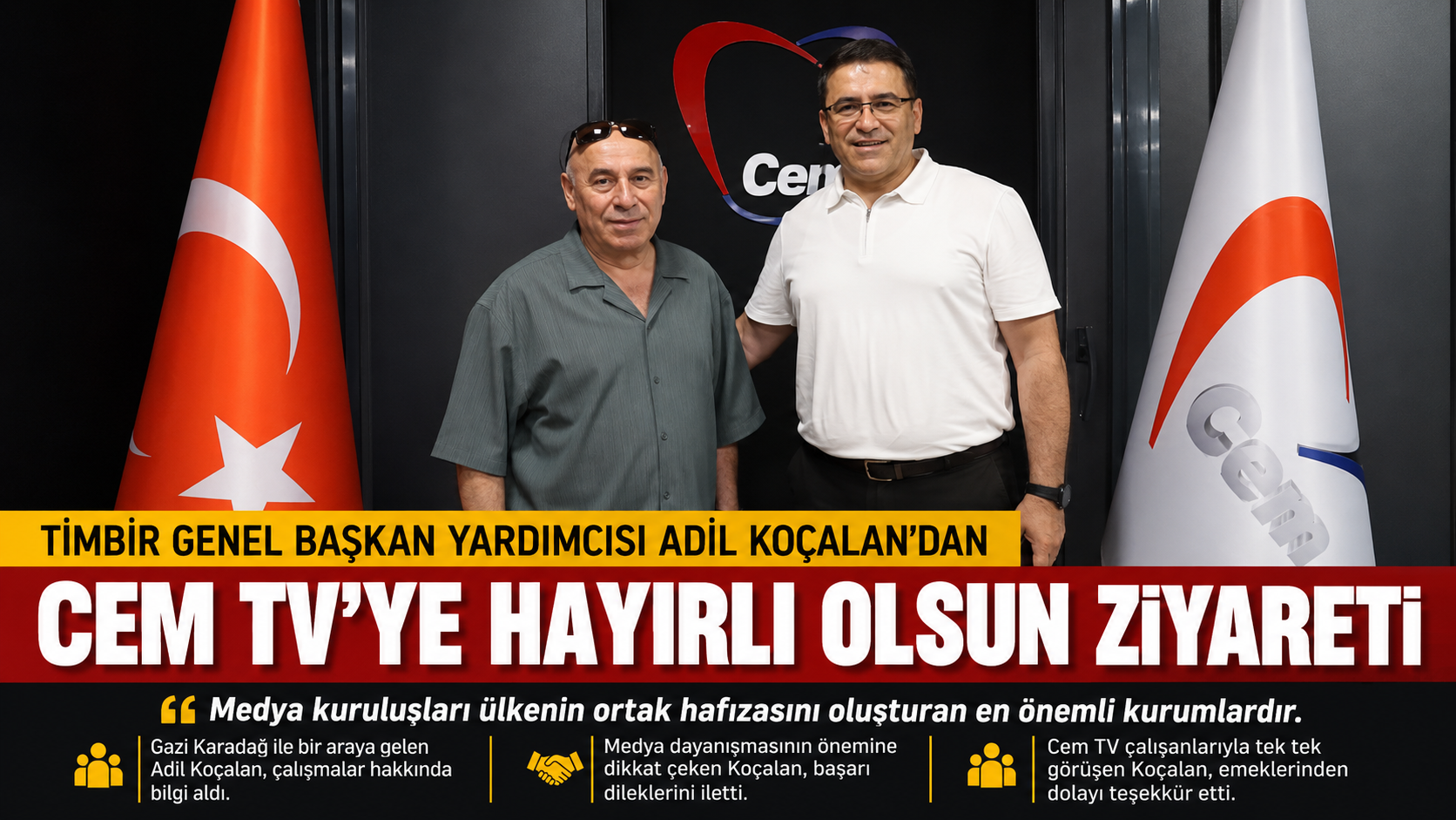 Adil Koçalan: Medya kuruluşları ülkemizin ortak hafızasını oluşturan en önemli kurumlardır